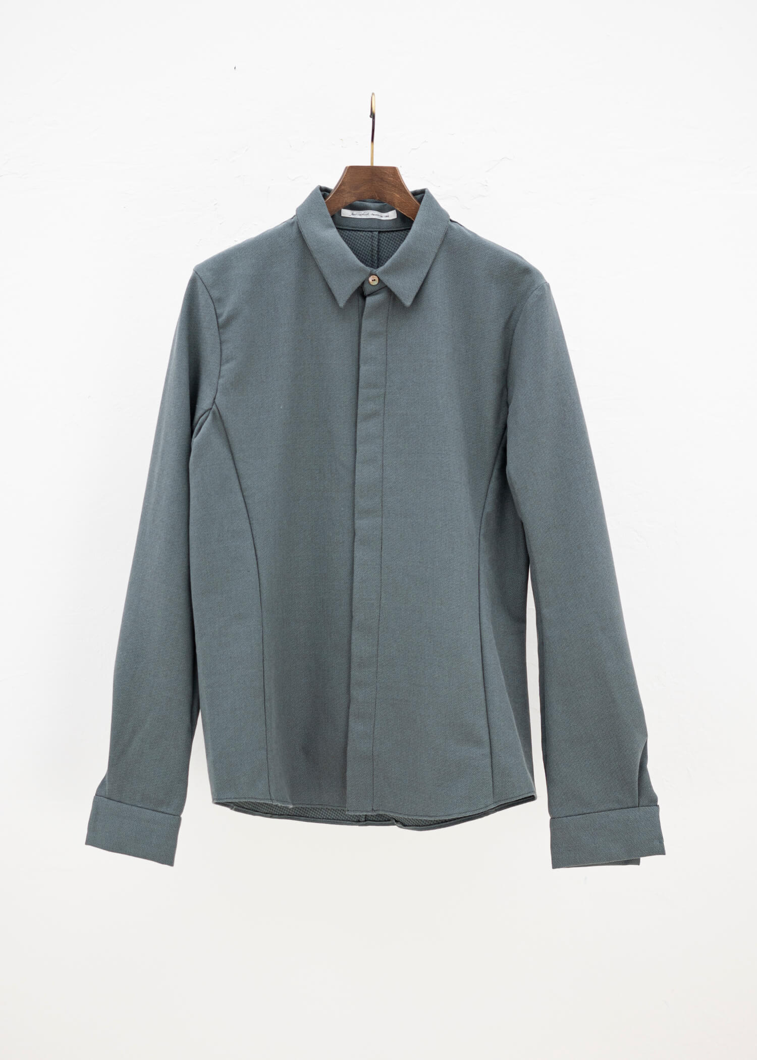 individual sentiments 17AW FADE GREY GREEN CO/WO ANTIQUE DOBBY SHIRT