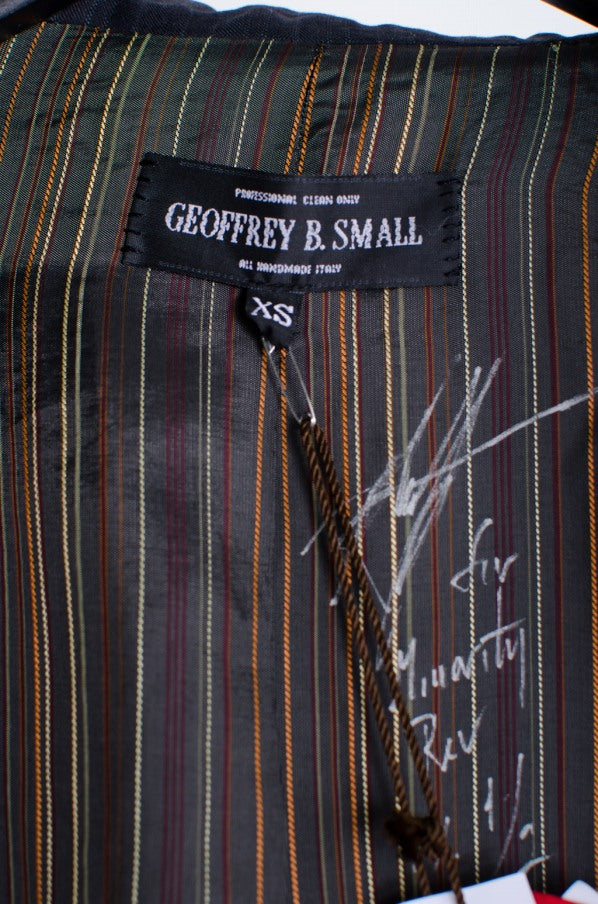 Geoffrey B. Small "PIACENZA SUPER150's" ウールストライプダブルジャケット XS  灰色 テーラードジャケット [梅田]