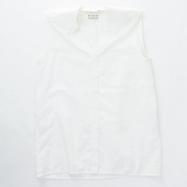 Maison Margiela アーティザナル ノースリーブカッティングシャツ コットン 表記なし  白 タンクトップ [梅田]