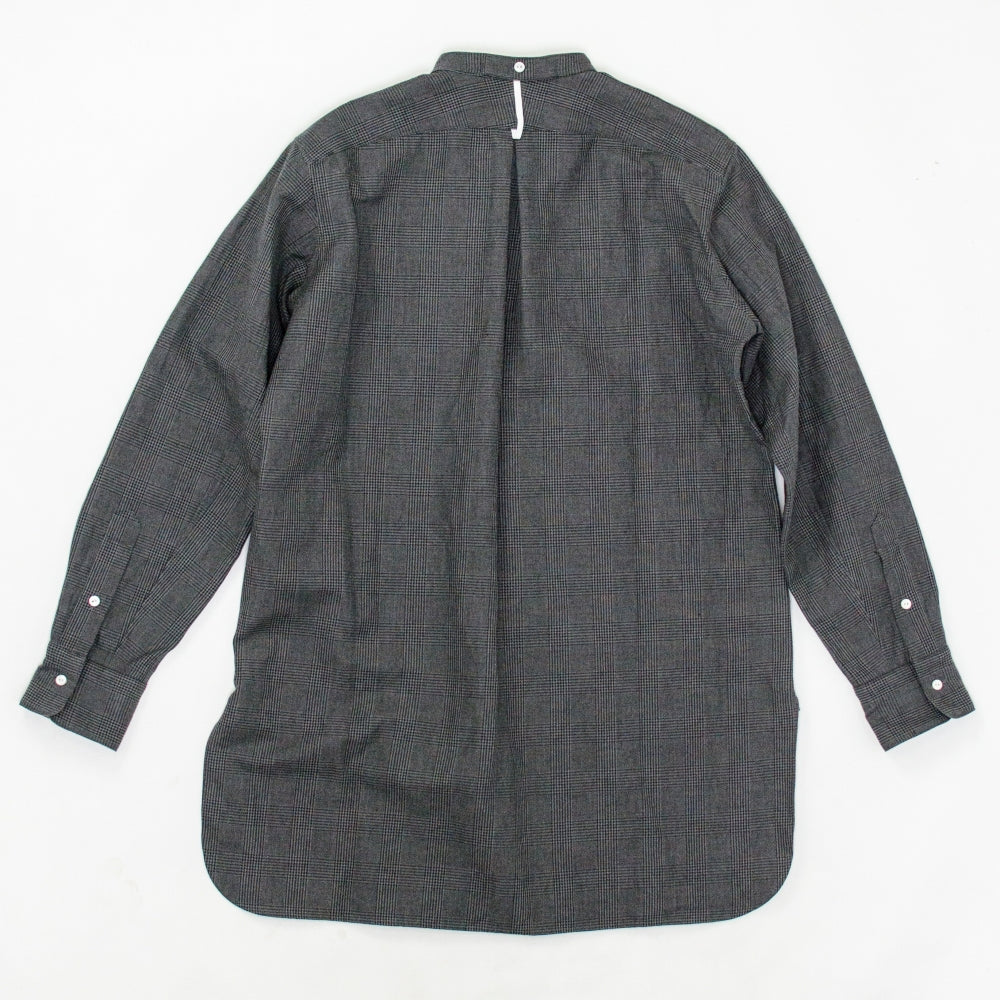 sus-sousxオーダーメイド品 グレンチェック柄ノーカラーオフィサーシャツ コットン 7  灰色 長袖シャツ