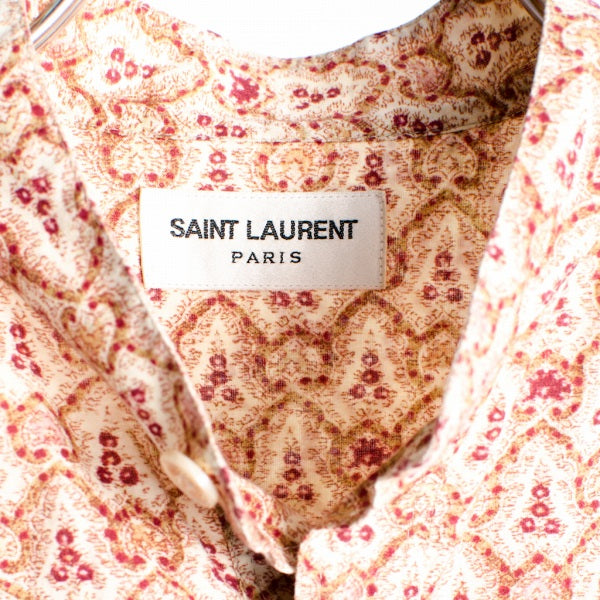 SAINT LAURENT PARIS 花柄バンドカラーシャツ コットン 38  長袖シャツ