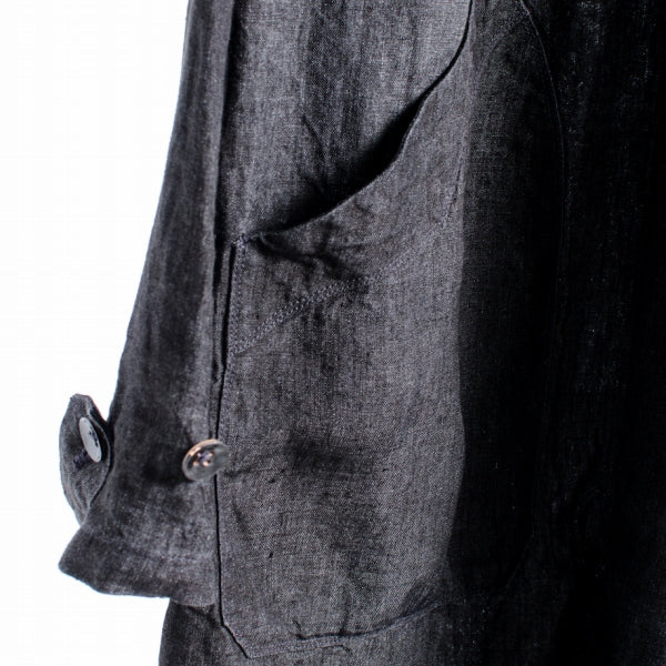 kaval Michinaka blouse black dyed linen M black long-sleeved shirt