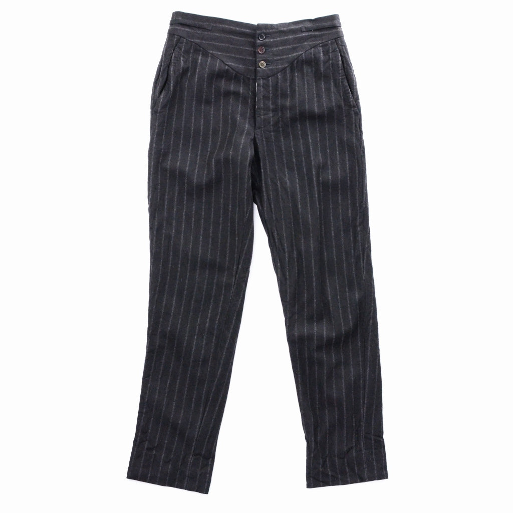 The Crooked Tailor handmade trousers TAYLOR&LODGE 使用 シワ加工 ストライプトラウザーズ 46  黒 パンツ [東京]