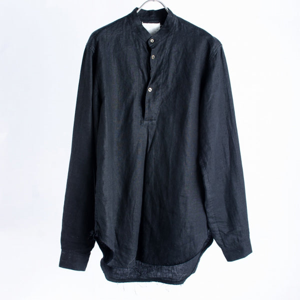 Araki Yuu Collar Pull Over Shirt プルオーバーシャツ  リネン 1  黒 長袖シャツ [梅田]