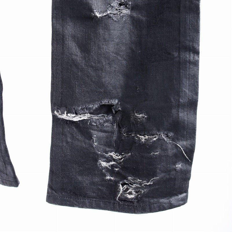 Dior HOMME 04SS ストリップ期 デストロイコーティングデニム コットン 29 ブラック  黒 デニムパンツ [東京]