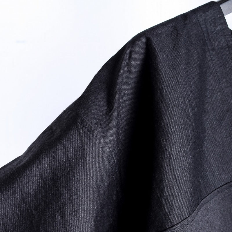 JAN-JAN VAN ESSCHE LOOSE FIT V-NECK TUNIC #19 ルーズフィットVネックチュニック BLACK RAMIE  黒 半袖Ｔシャツ [京都]