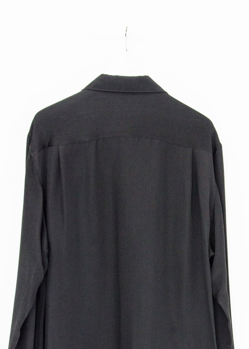 YOHJI YAMAMOTO POUR HOMME  シルクカシュクールシャツ 表記なし  黒 長袖シャツ