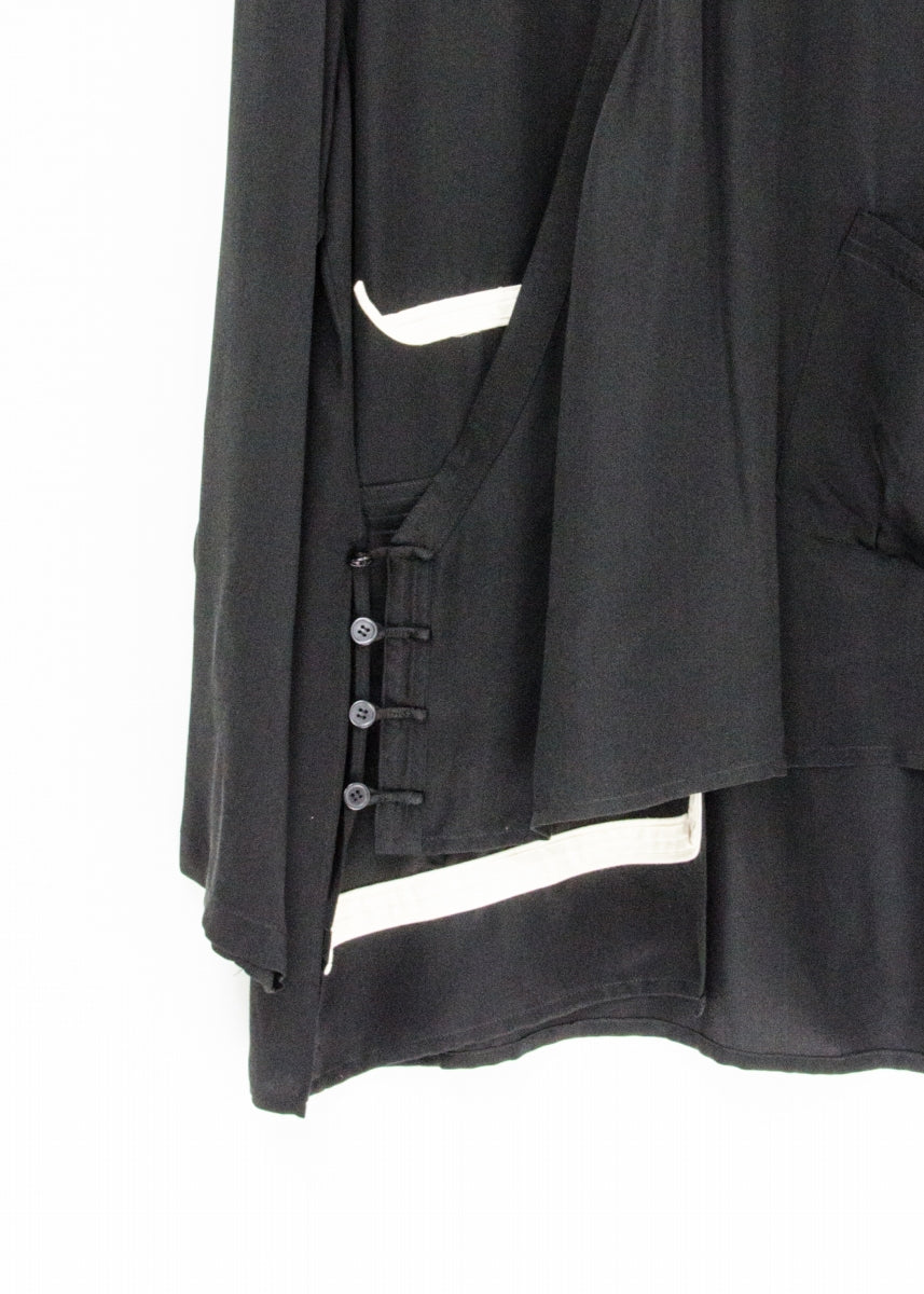 YOHJI YAMAMOTO POUR HOMME  シルクカシュクールシャツ 表記なし  黒 長袖シャツ