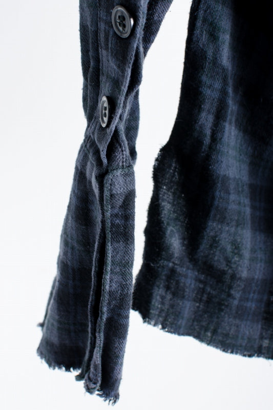 GREG LAUREN スタジオチェックシャツ コットン 1 パープルグレー  黒 長袖シャツ [東京]
