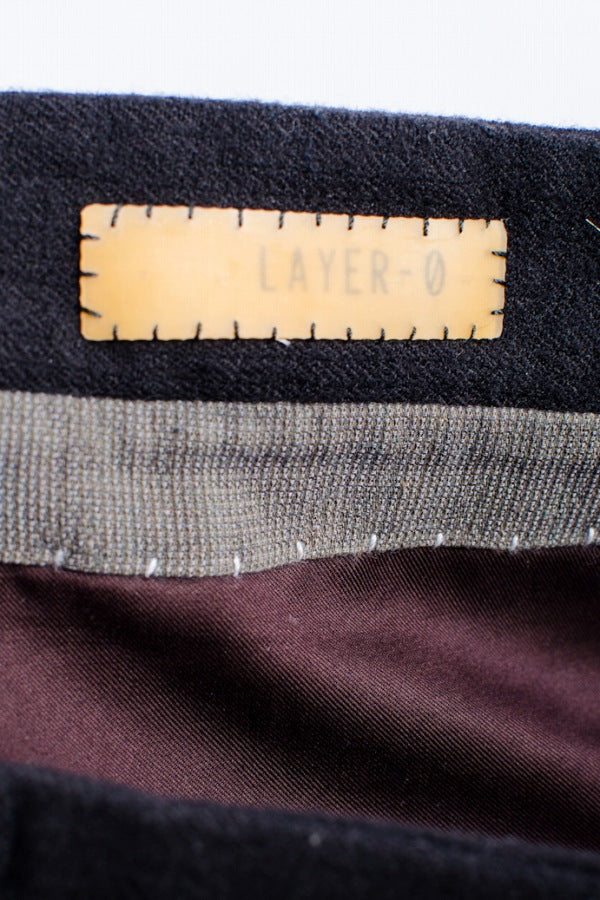 LAYER-0 オーバーロックウールパンツ ウール 48  黒 パンツ [東京]