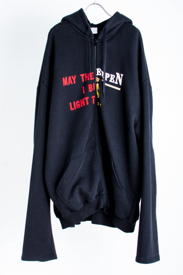 VETEMENTS 17AW May The／Antwerp 再構築ジップアップパーカー L 黒 